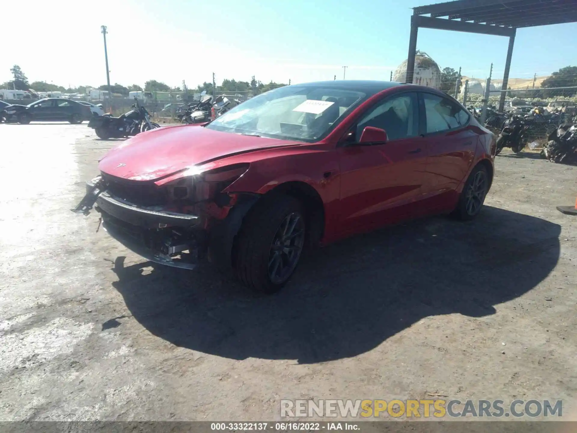 2 Photograph of a damaged car 5YJ3E1EB9NF167982 TESLA MODEL 3 2022