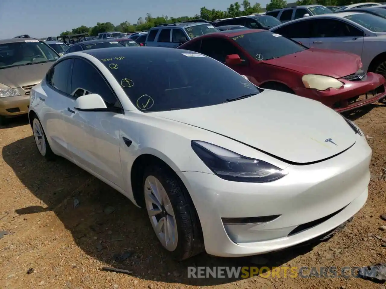 1 Photograph of a damaged car 5YJ3E1EB9NF177041 TESLA MODEL 3 2022