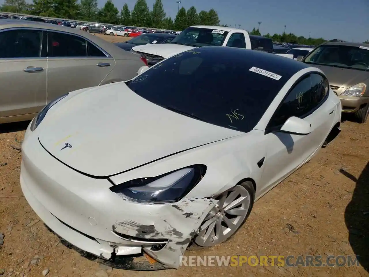 2 Photograph of a damaged car 5YJ3E1EB9NF177041 TESLA MODEL 3 2022