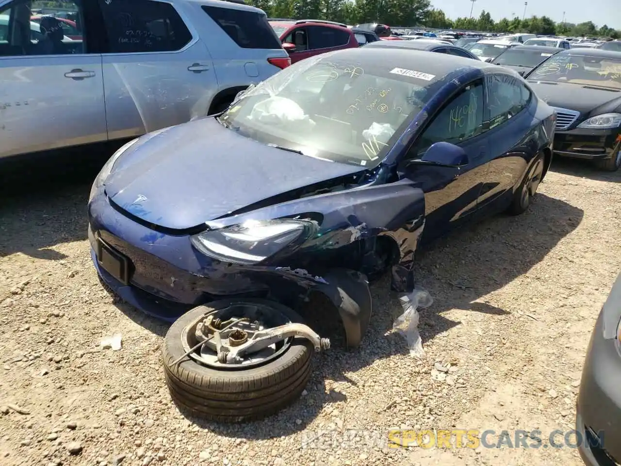 2 Photograph of a damaged car 5YJ3E1EB9NF188492 TESLA MODEL 3 2022