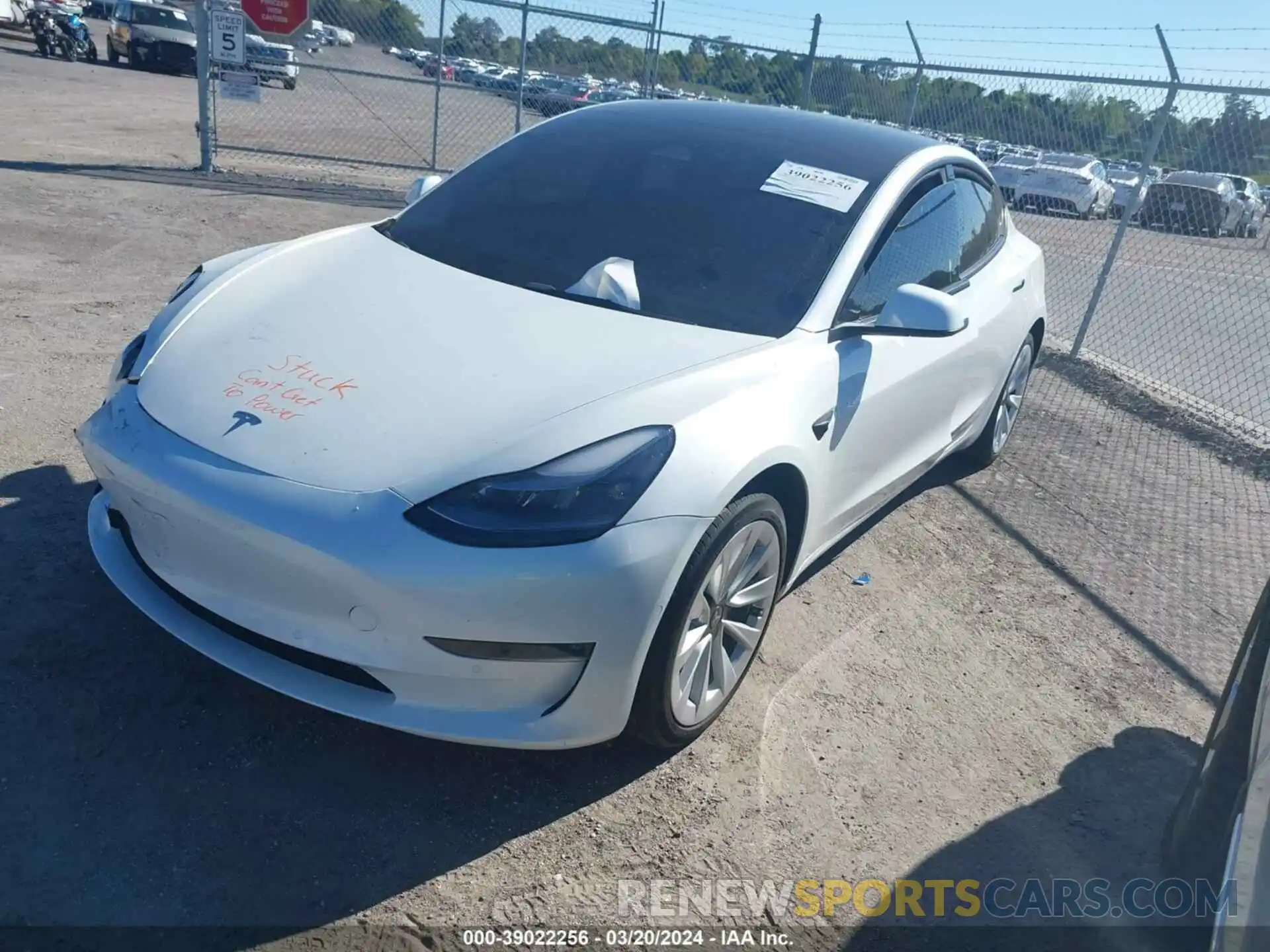 2 Photograph of a damaged car 5YJ3E1EB9NF195734 TESLA MODEL 3 2022