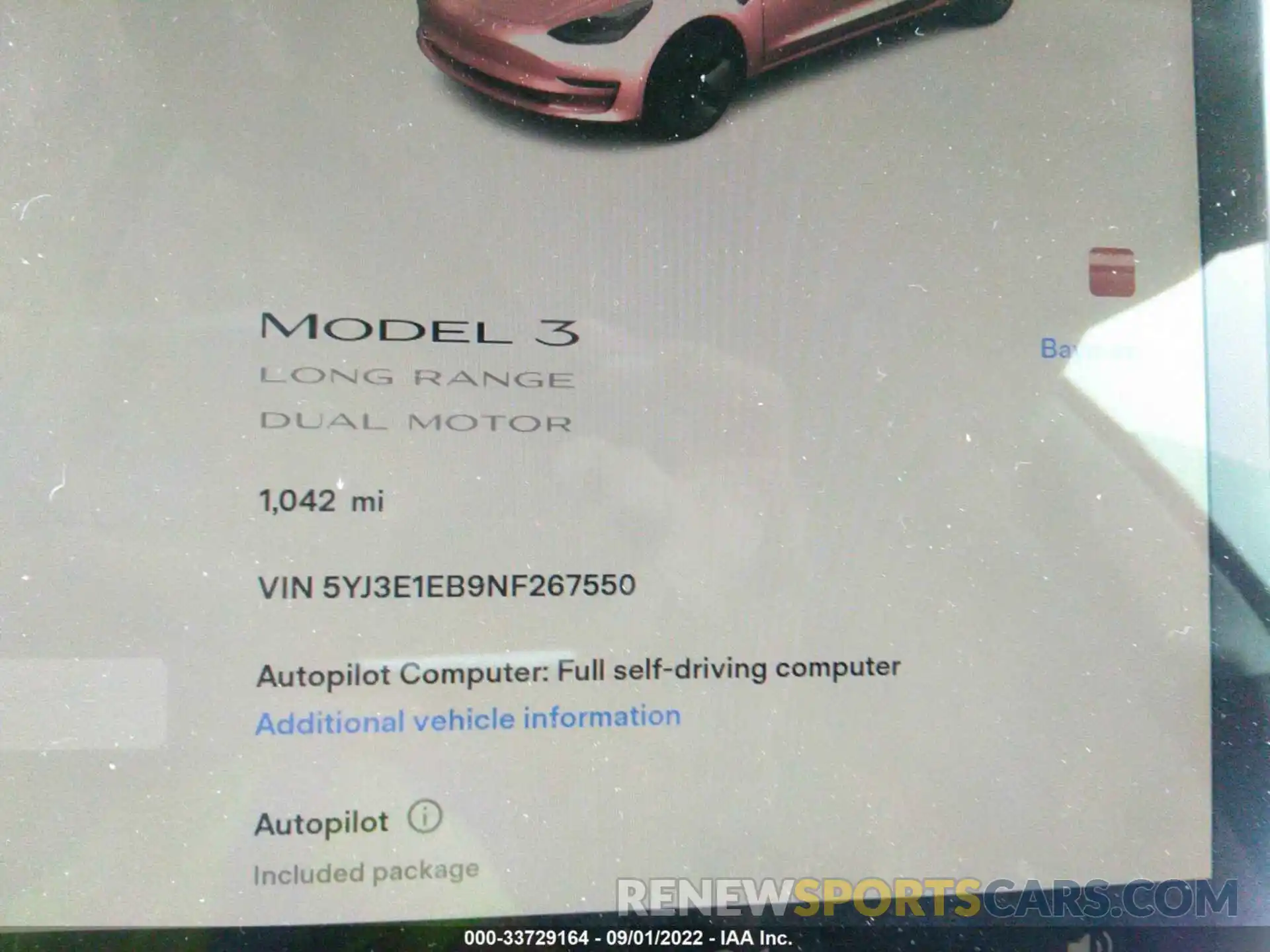 7 Photograph of a damaged car 5YJ3E1EB9NF267550 TESLA MODEL 3 2022