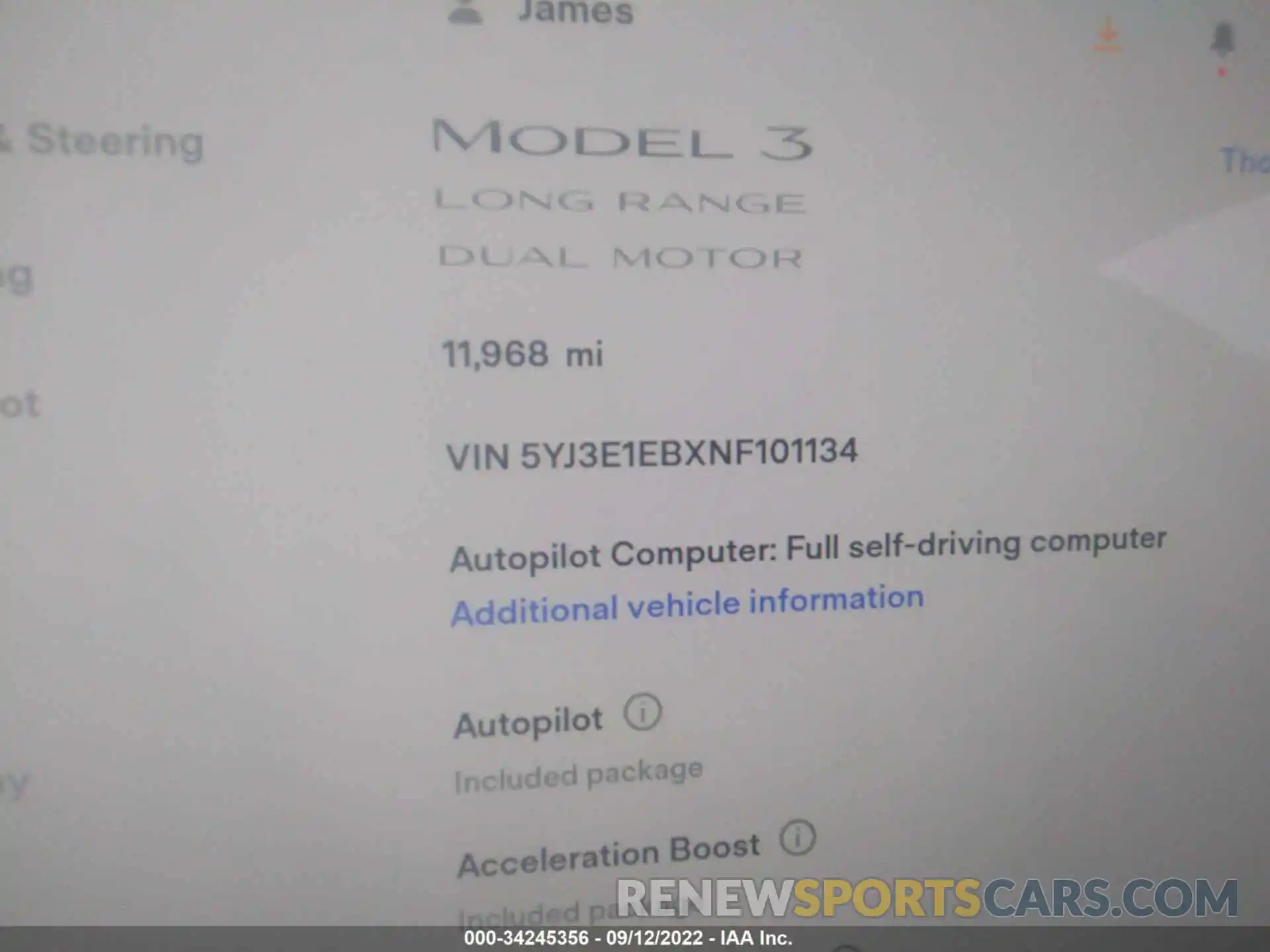 9 Фотография поврежденного автомобиля 5YJ3E1EBXNF101134 TESLA MODEL 3 2022