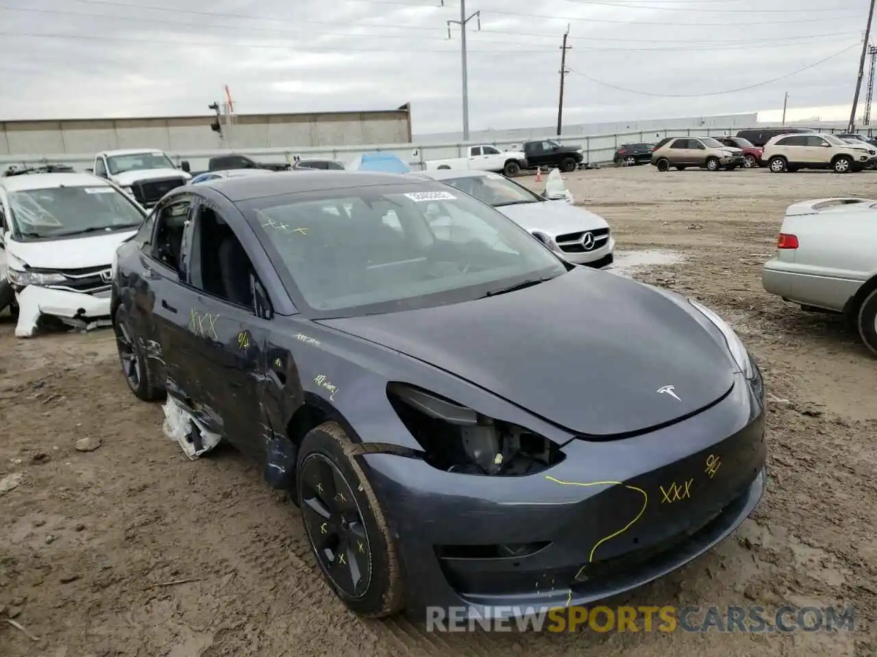 1 Photograph of a damaged car 5YJ3E1EBXNF106432 TESLA MODEL 3 2022