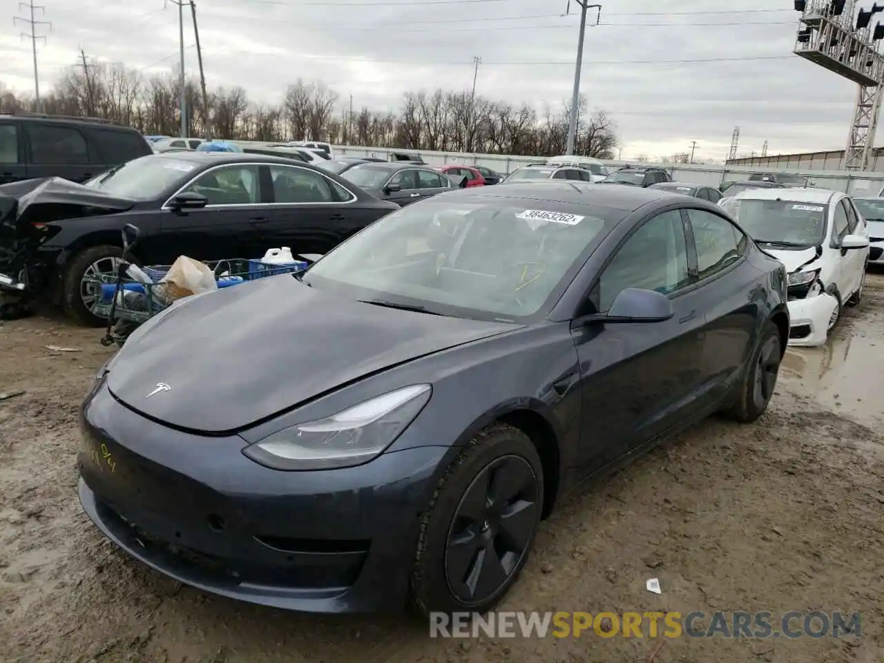 2 Photograph of a damaged car 5YJ3E1EBXNF106432 TESLA MODEL 3 2022