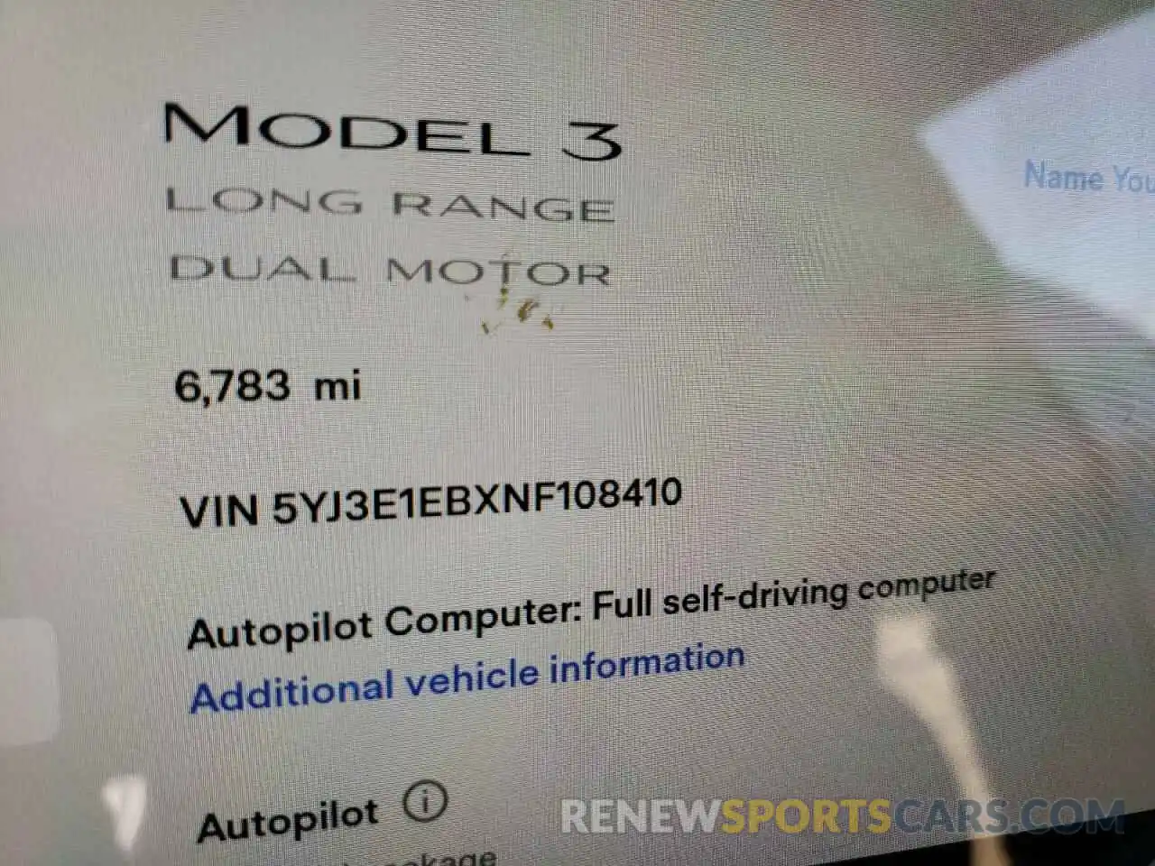 8 Photograph of a damaged car 5YJ3E1EBXNF108410 TESLA MODEL 3 2022