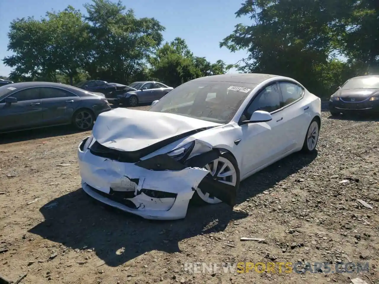 2 Photograph of a damaged car 5YJ3E1EBXNF112215 TESLA MODEL 3 2022