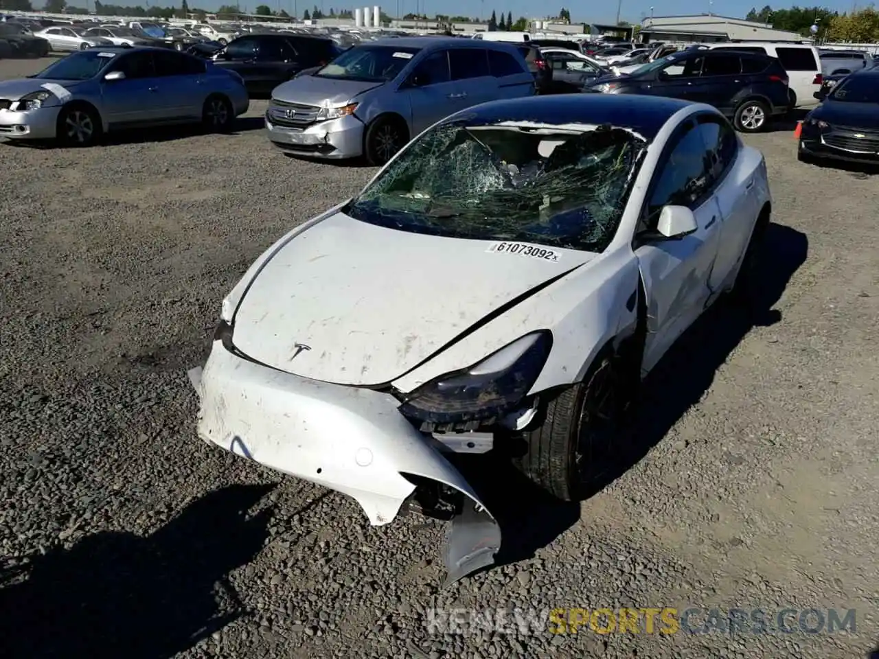 2 Photograph of a damaged car 5YJ3E1EBXNF124476 TESLA MODEL 3 2022