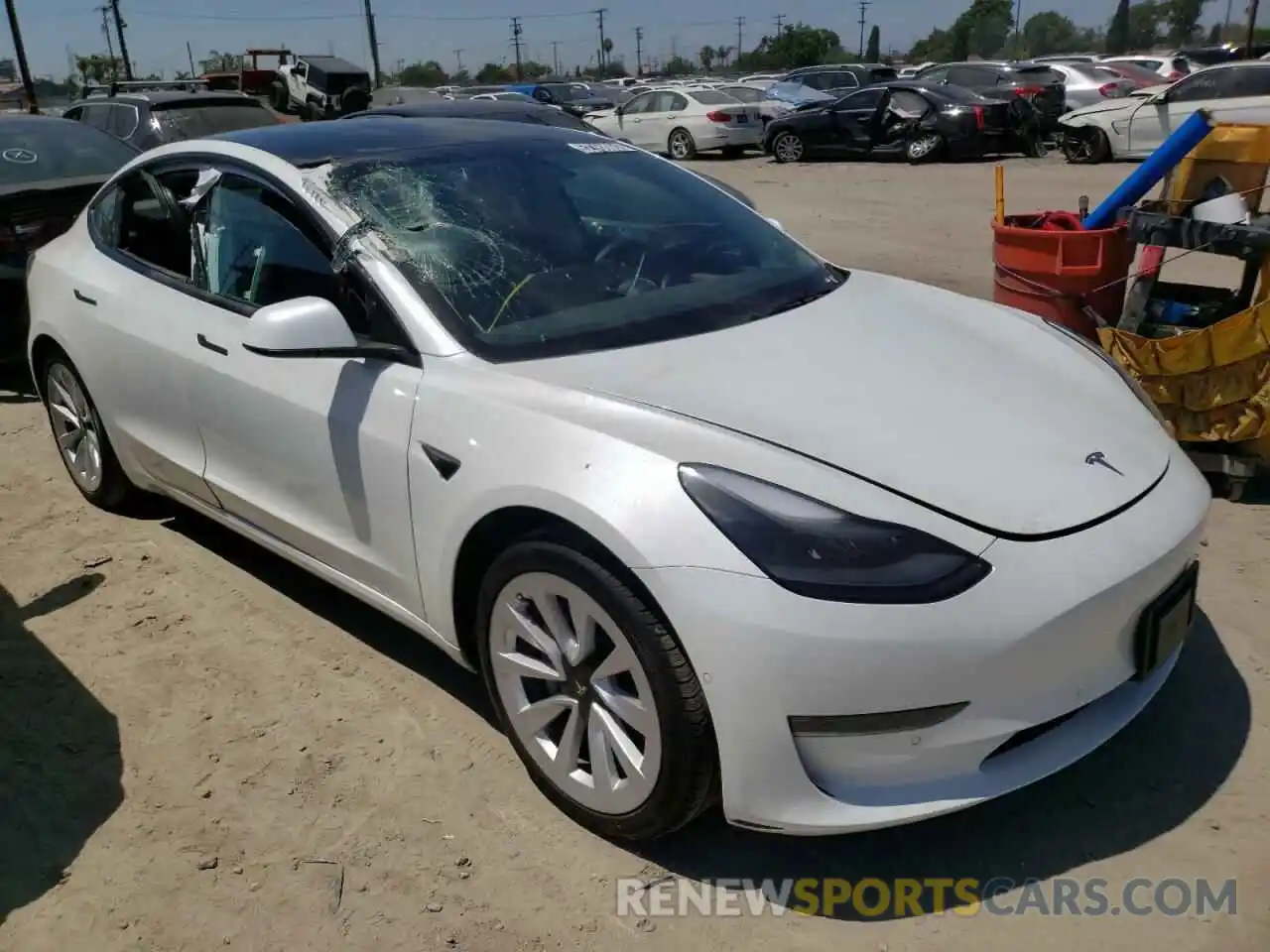 1 Photograph of a damaged car 5YJ3E1EBXNF143593 TESLA MODEL 3 2022