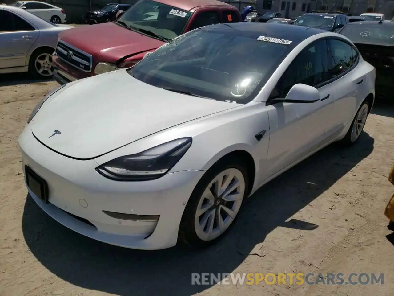 2 Photograph of a damaged car 5YJ3E1EBXNF143593 TESLA MODEL 3 2022