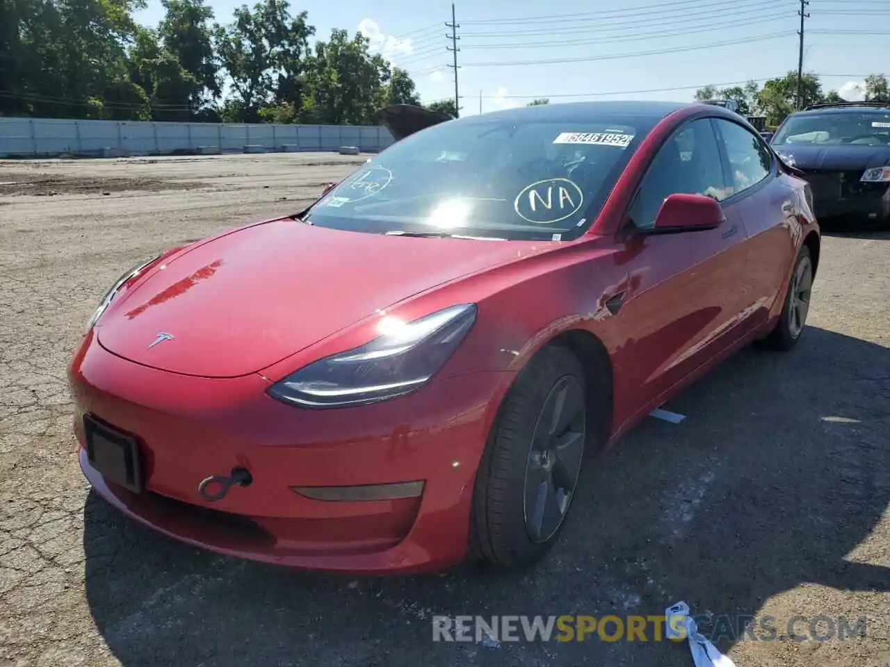 2 Photograph of a damaged car 5YJ3E1EBXNF189120 TESLA MODEL 3 2022