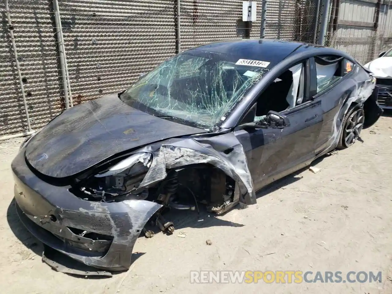 2 Photograph of a damaged car 5YJ3E1EBXNF192213 TESLA MODEL 3 2022