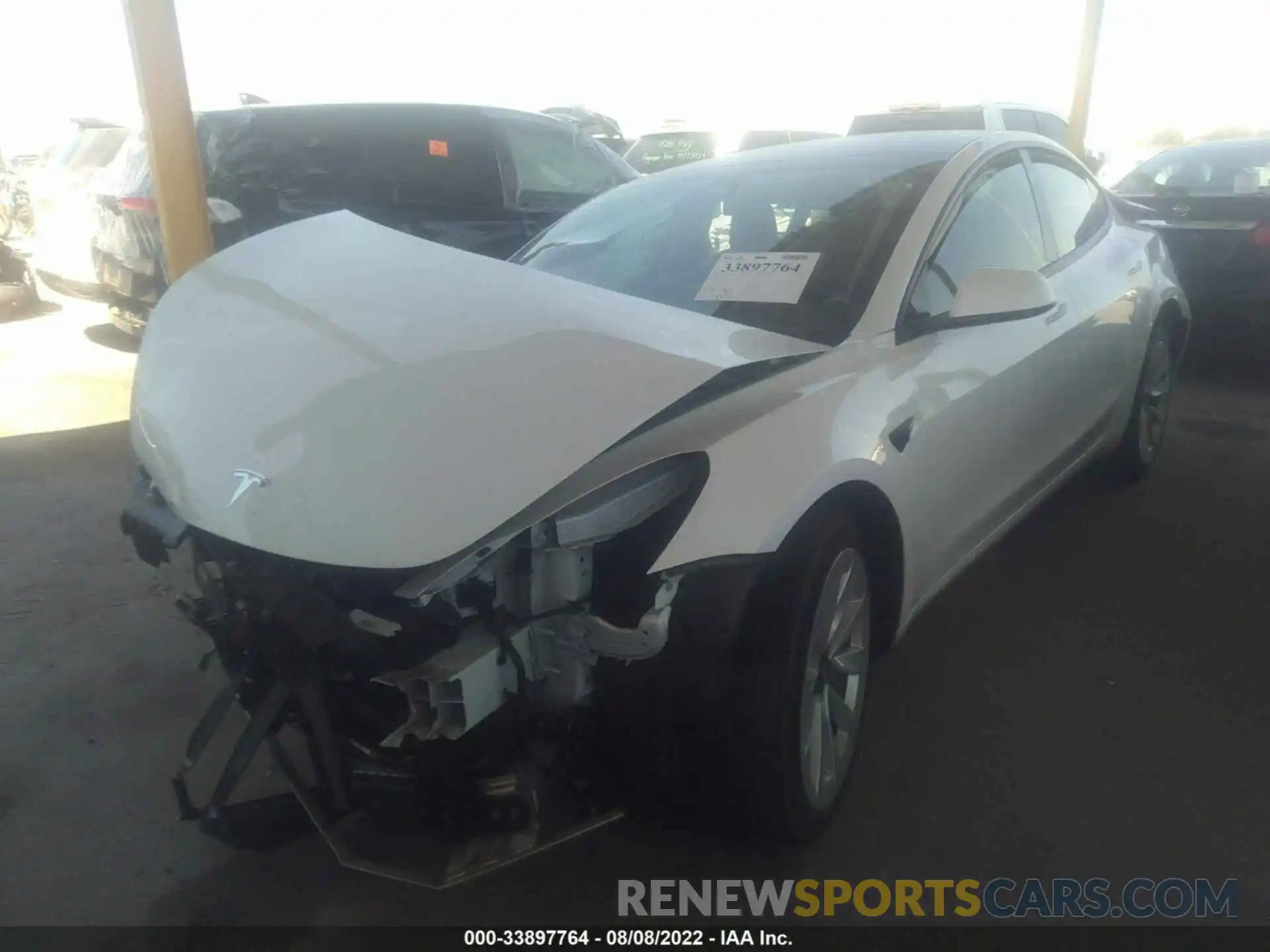 2 Photograph of a damaged car 5YJ3E1EBXNF211309 TESLA MODEL 3 2022