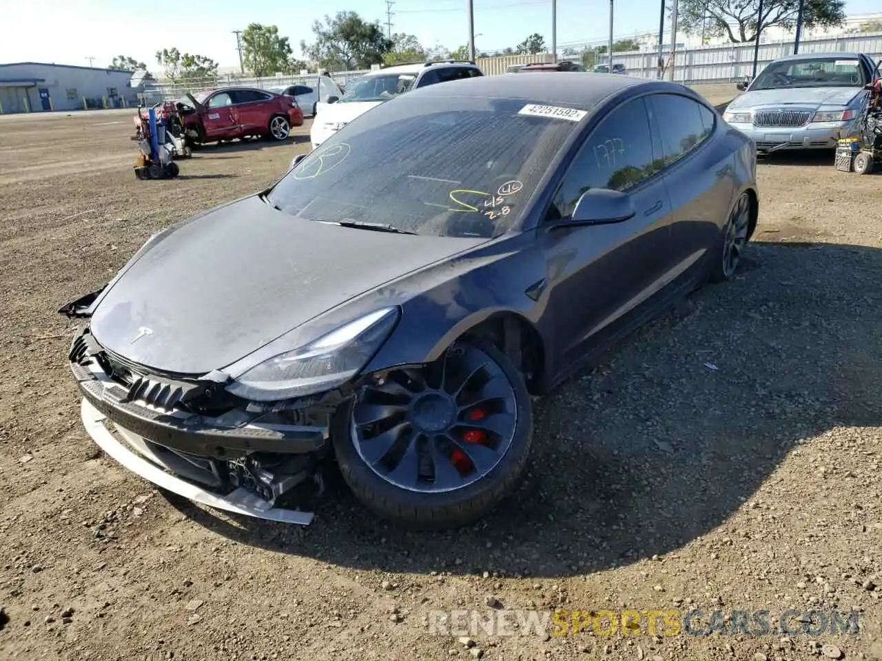 2 Photograph of a damaged car 5YJ3E1EC1NF156161 TESLA MODEL 3 2022