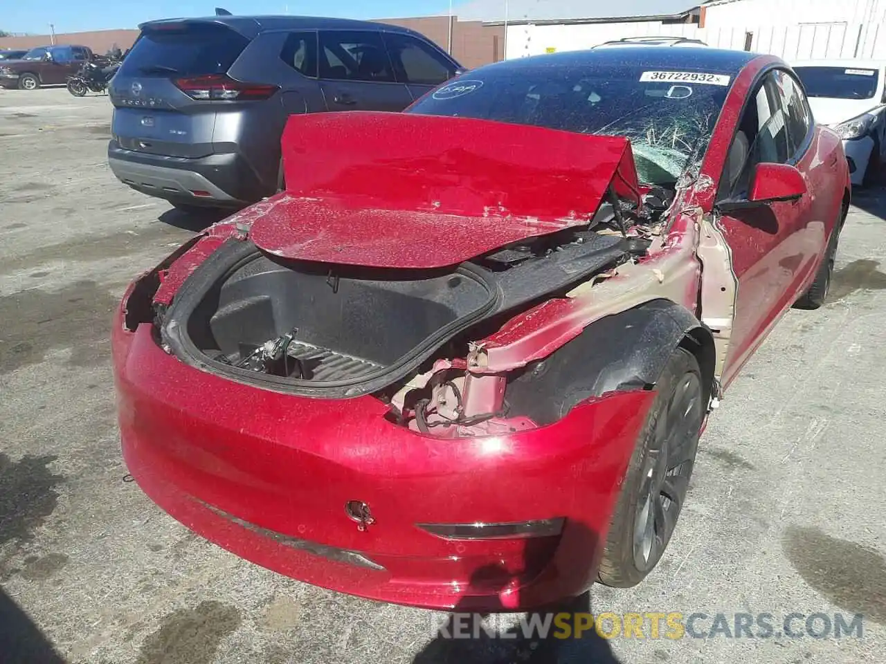 2 Photograph of a damaged car 5YJ3E1EC2NF106627 TESLA MODEL 3 2022