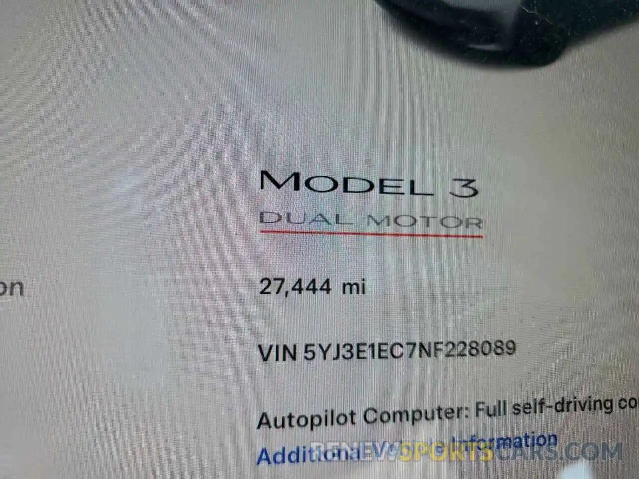 9 Photograph of a damaged car 5YJ3E1EC7NF228089 TESLA MODEL 3 2022