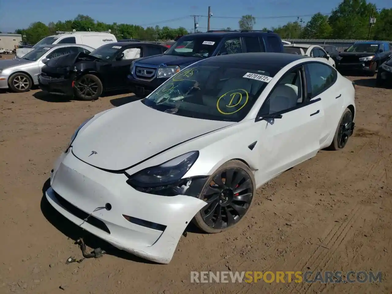 2 Photograph of a damaged car 5YJ3E1EC8NF105708 TESLA MODEL 3 2022