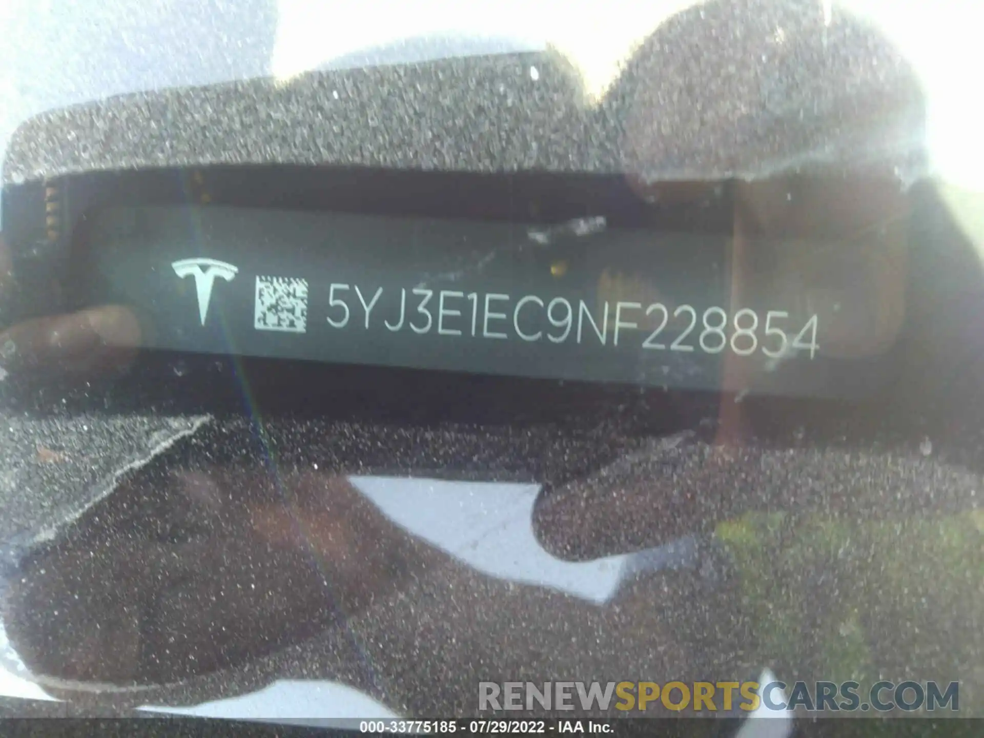 9 Photograph of a damaged car 5YJ3E1EC9NF228854 TESLA MODEL 3 2022