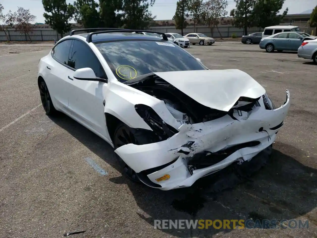 1 Photograph of a damaged car 5YJ3E1ECXNF133283 TESLA MODEL 3 2022