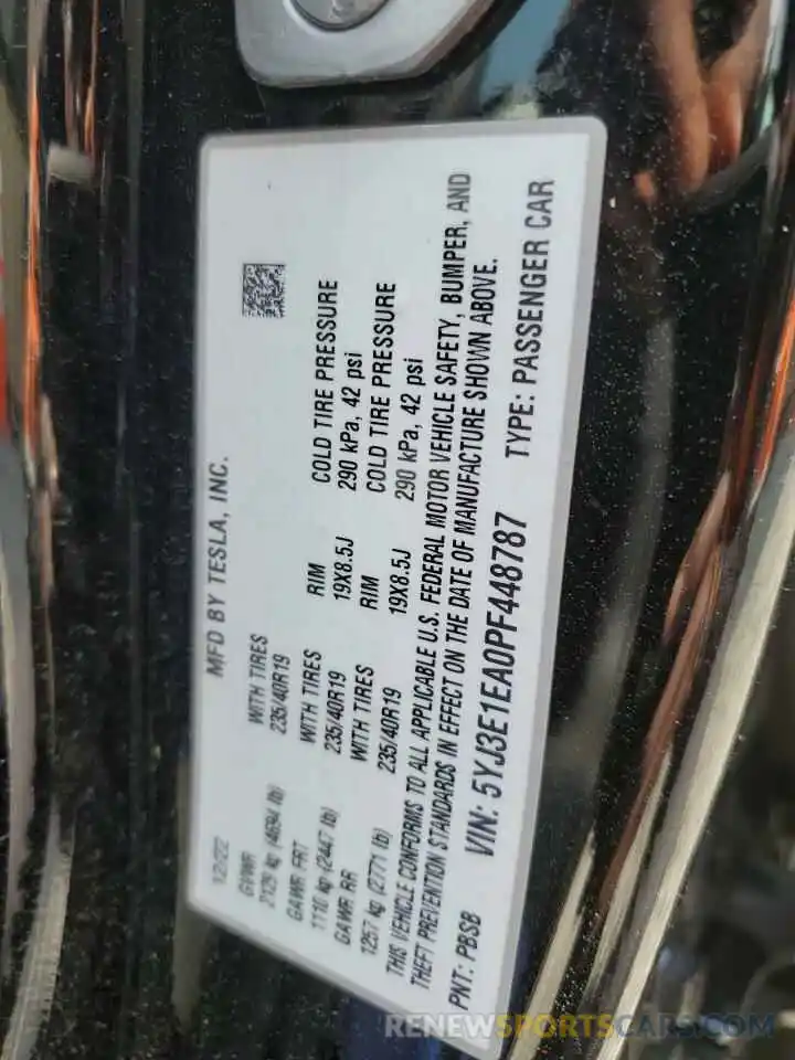 12 Фотография поврежденного автомобиля 5YJ3E1EA0PF448787 TESLA MODEL 3 2023