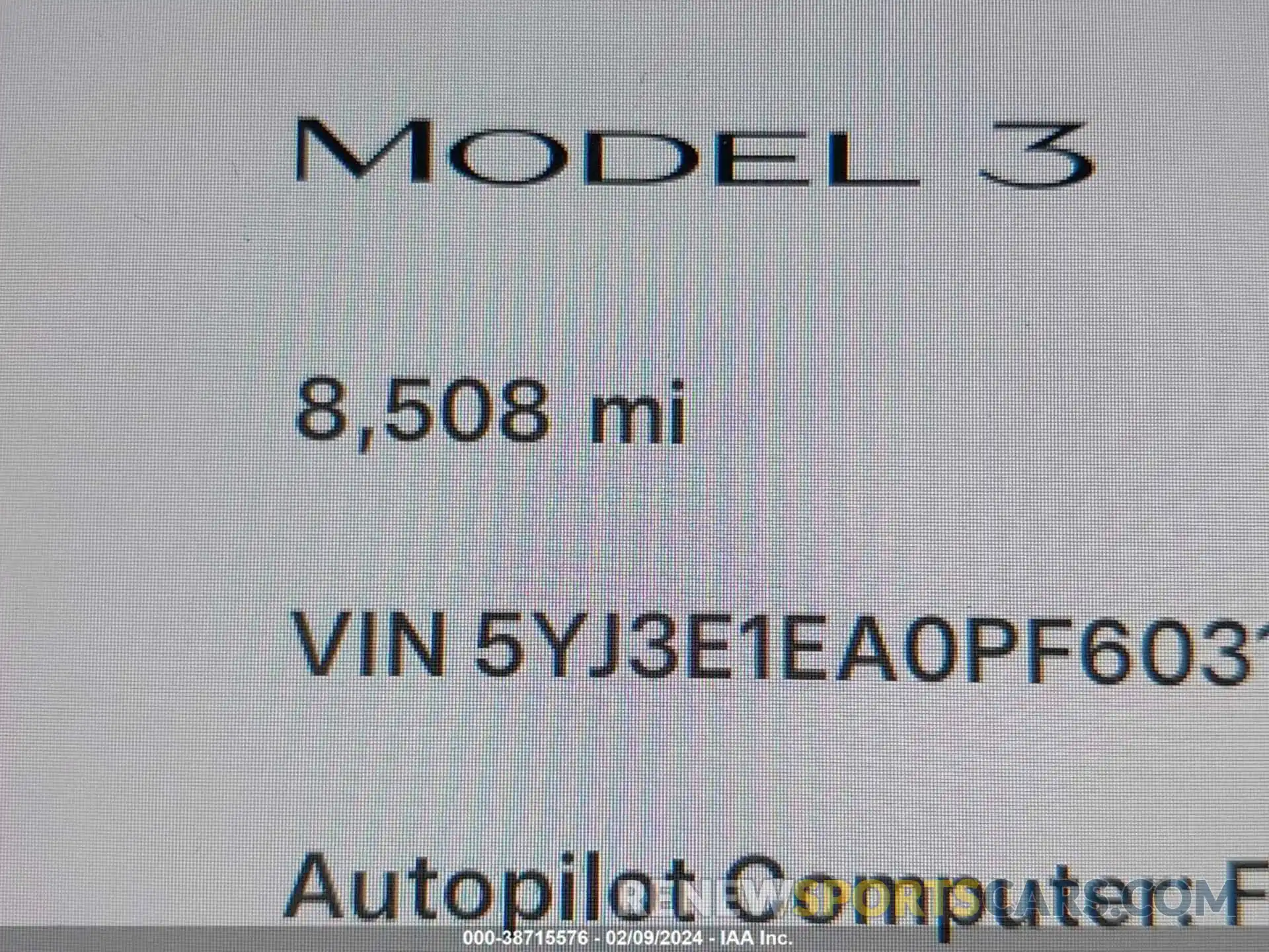 15 Фотография поврежденного автомобиля 5YJ3E1EA0PF603127 TESLA MODEL 3 2023