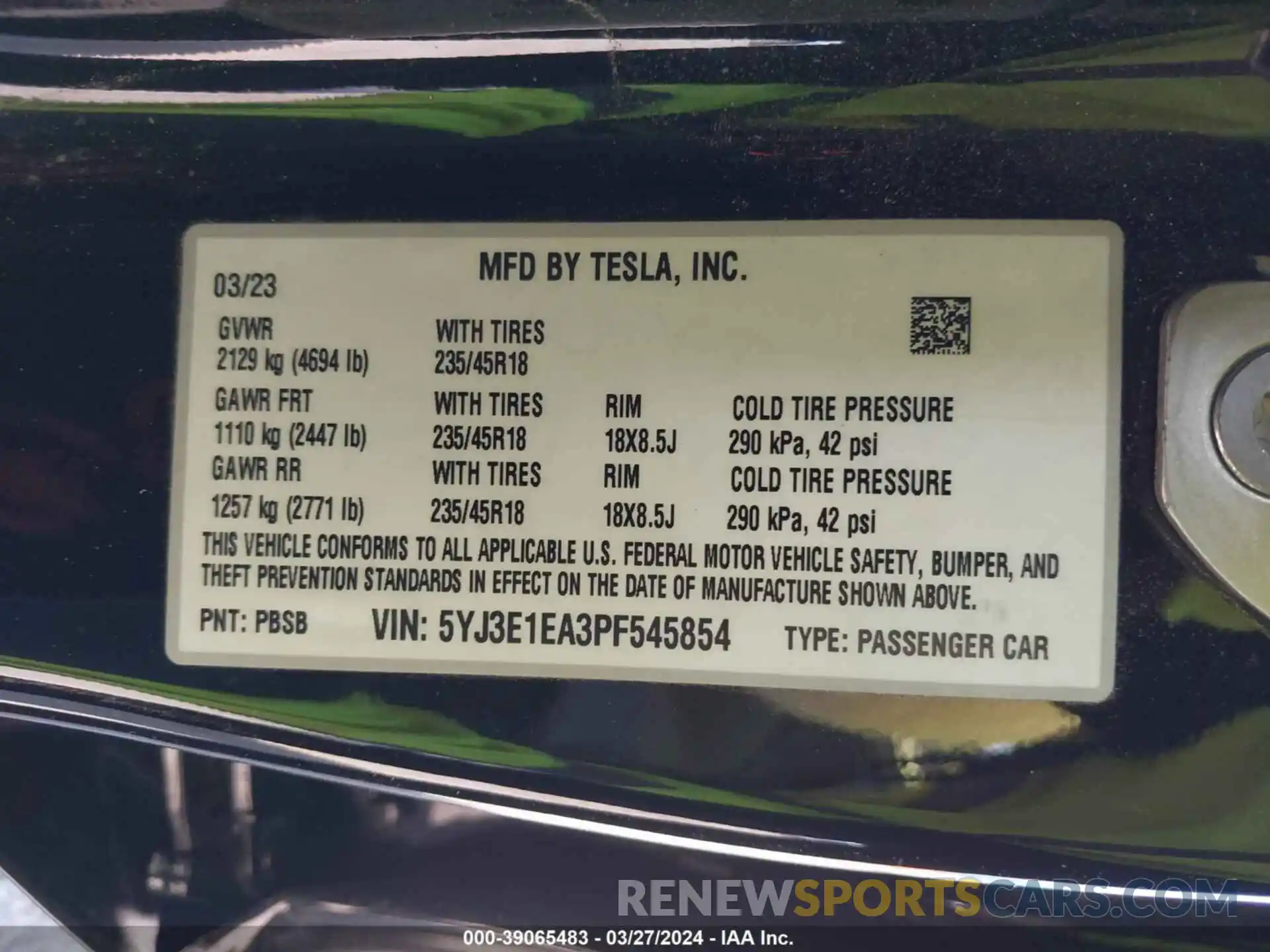 8 Фотография поврежденного автомобиля 5YJ3E1EA3PF545854 TESLA MODEL 3 2023