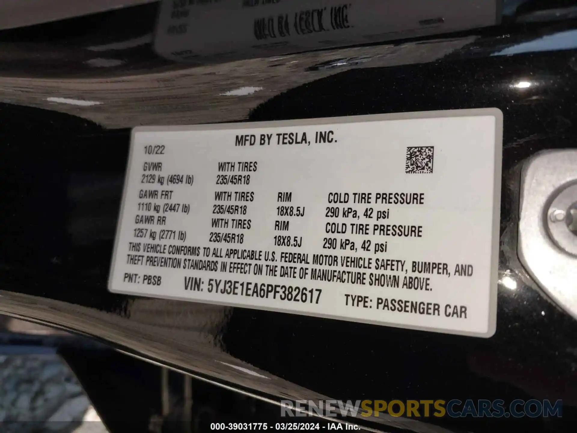 9 Фотография поврежденного автомобиля 5YJ3E1EA6PF382617 TESLA MODEL 3 2023