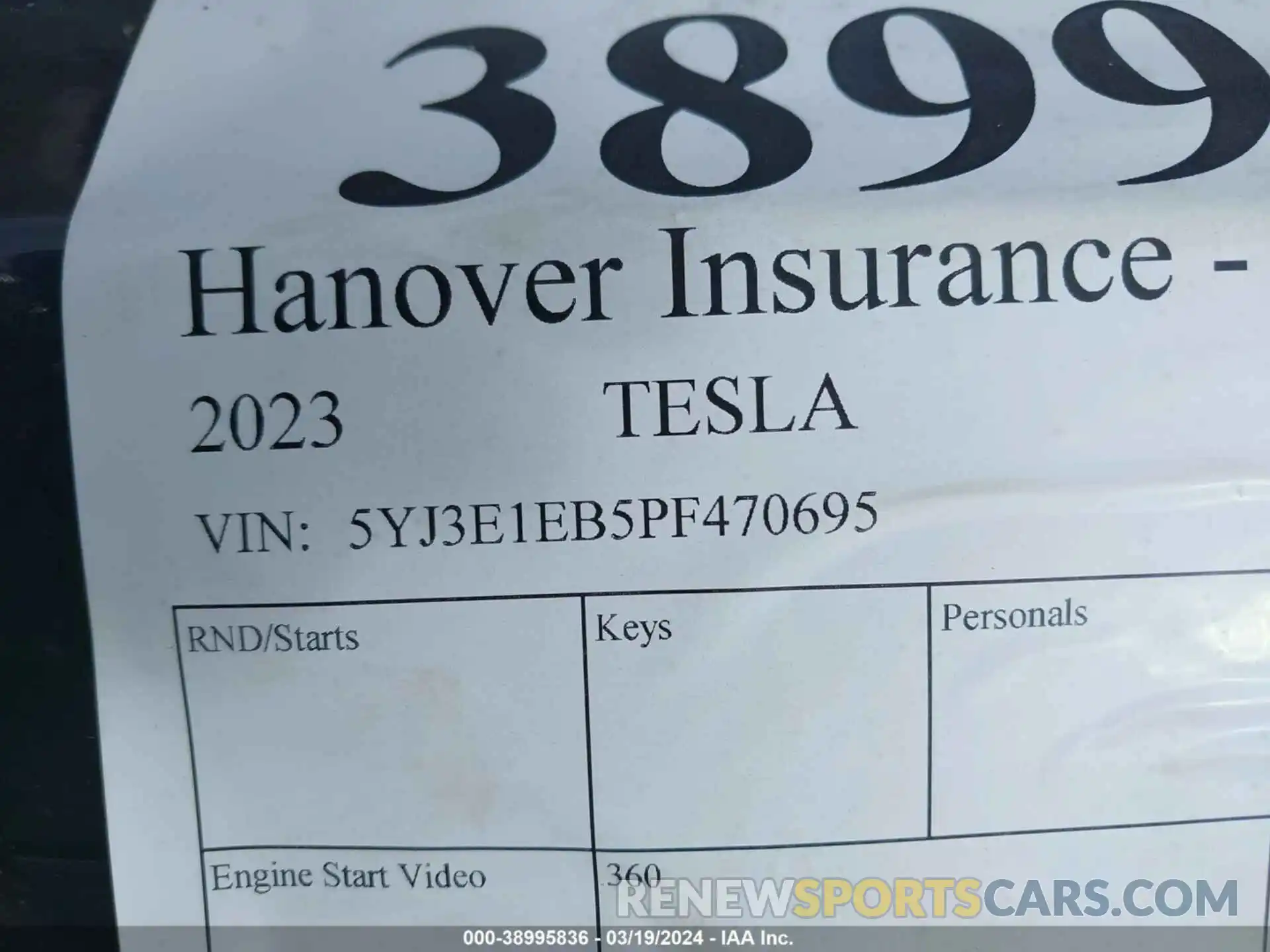 8 Фотография поврежденного автомобиля 5YJ3E1EB5PF470695 TESLA MODEL 3 2023