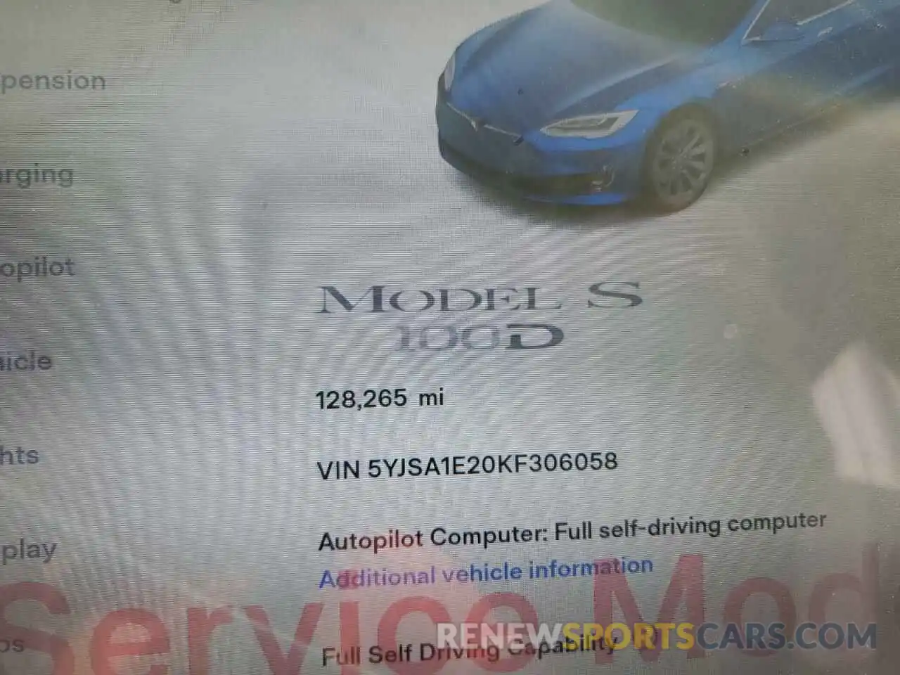 8 Photograph of a damaged car 5YJSA1E20KF306058 TESLA MODEL S 2019