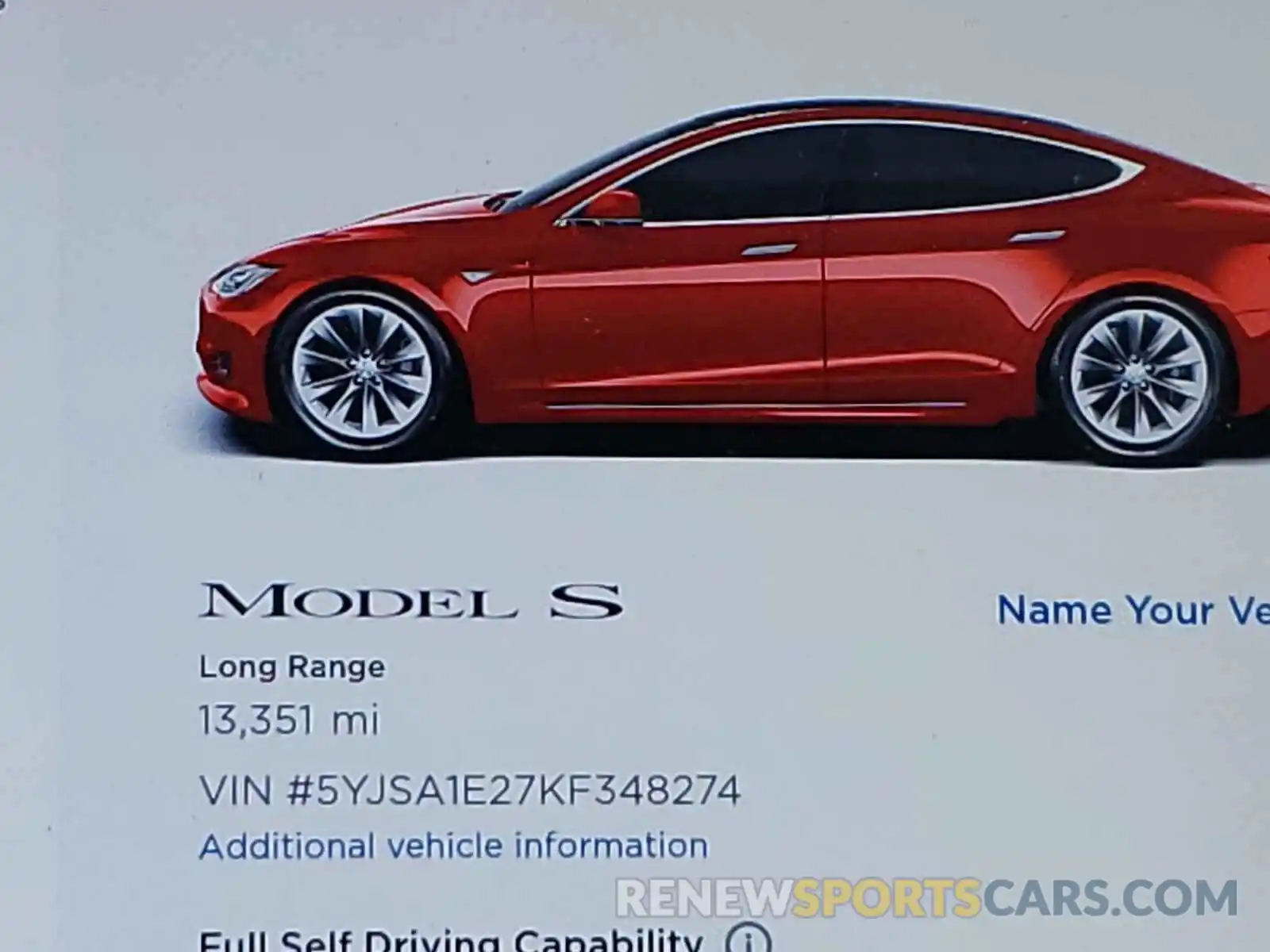 8 Photograph of a damaged car 5YJSA1E27KF348274 TESLA MODEL S 2019