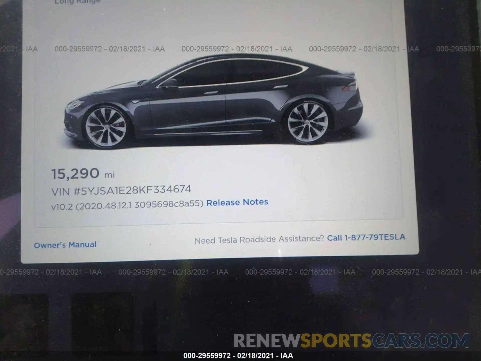 7 Фотография поврежденного автомобиля 5YJSA1E28KF334674 TESLA MODEL S 2019