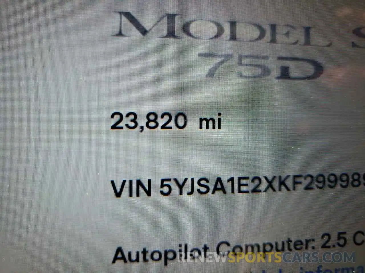 8 Фотография поврежденного автомобиля 5YJSA1E2XKF299989 TESLA MODEL S 2019