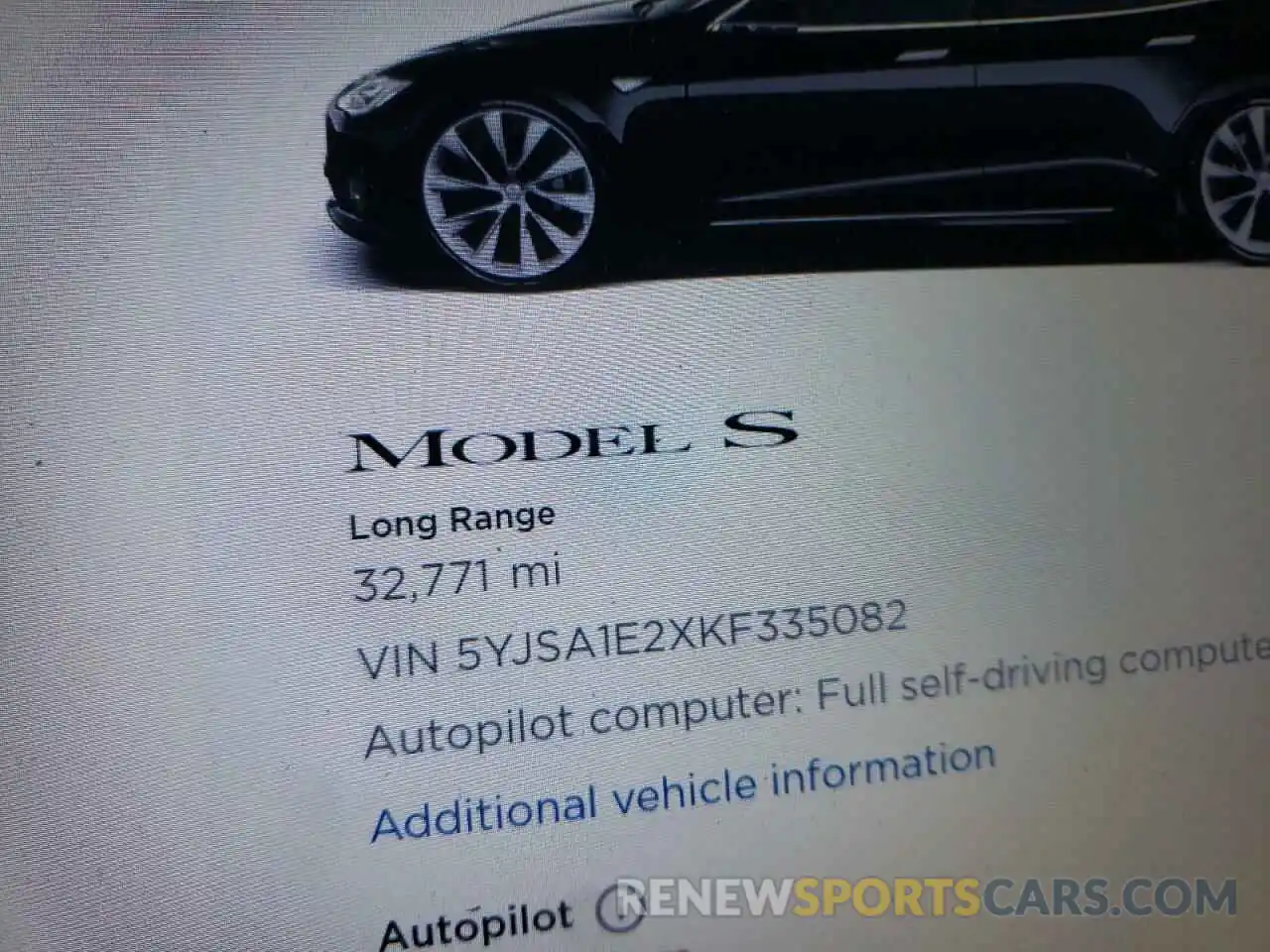 8 Photograph of a damaged car 5YJSA1E2XKF335082 TESLA MODEL S 2019