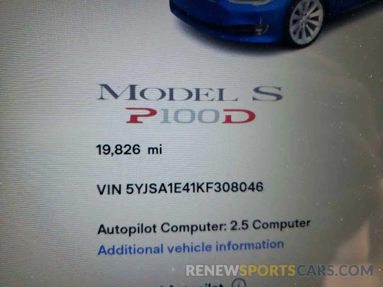 8 Photograph of a damaged car 5YJSA1E41KF308046 TESLA MODEL S 2019