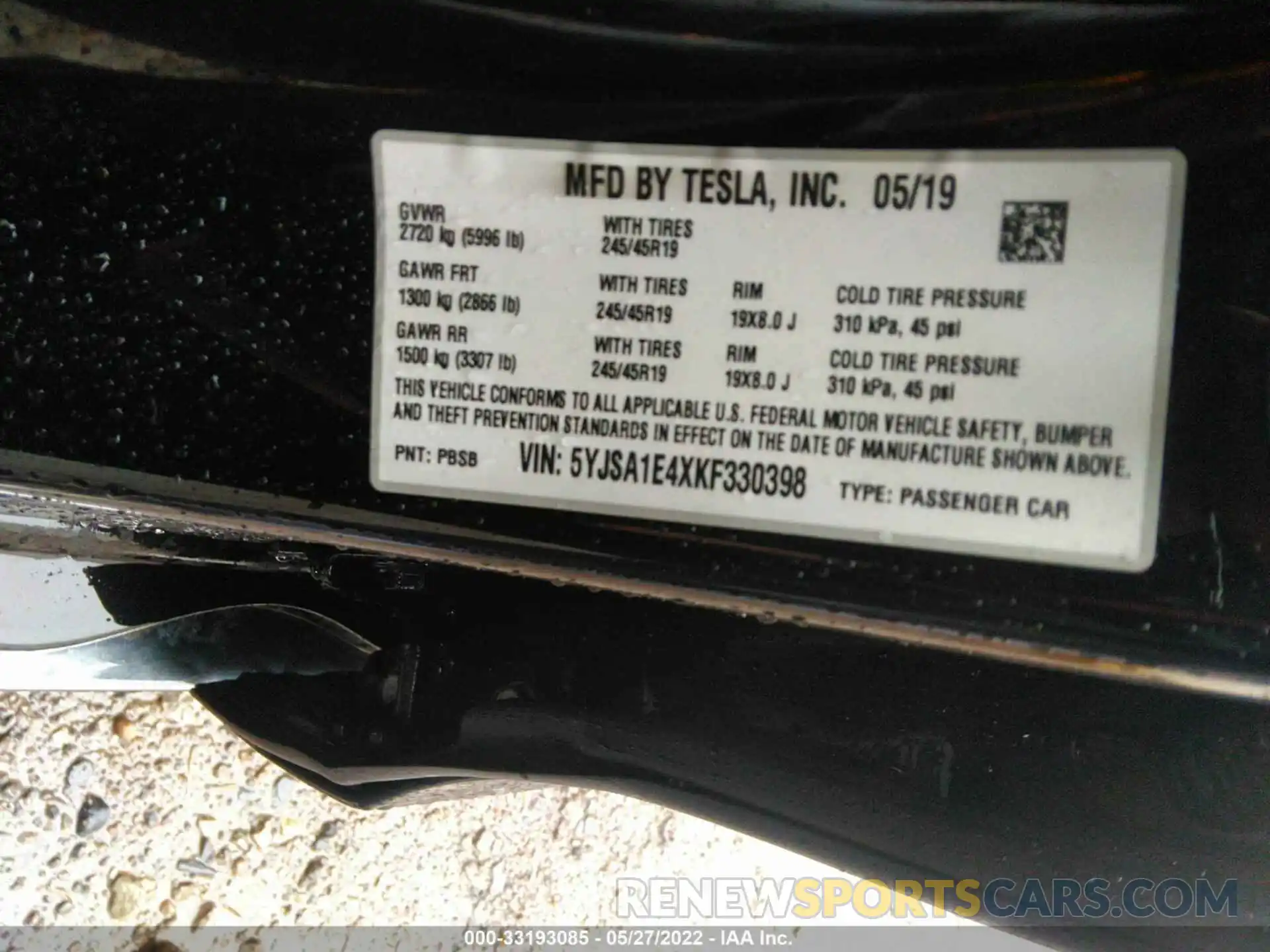 9 Photograph of a damaged car 5YJSA1E4XKF330398 TESLA MODEL S 2019