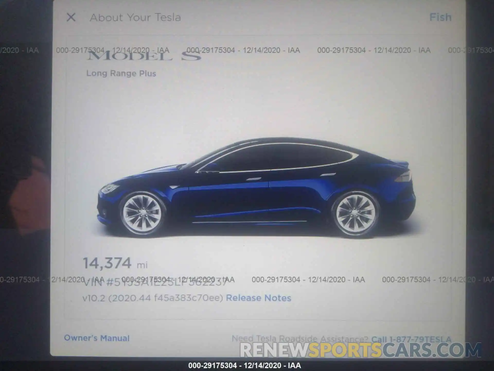 7 Photograph of a damaged car 5YJSA1E23LF362237 TESLA MODEL S 2020