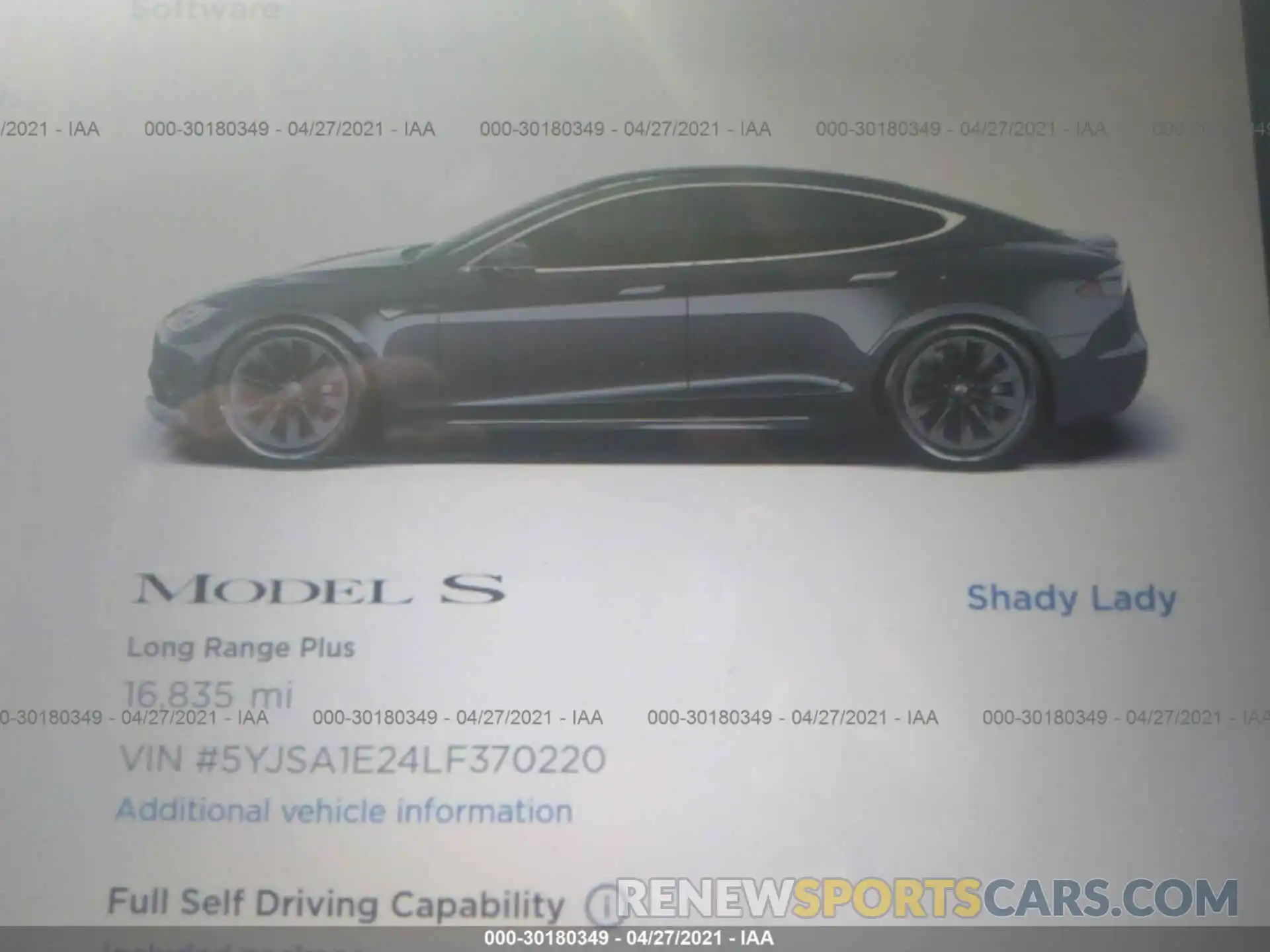 7 Photograph of a damaged car 5YJSA1E24LF370220 TESLA MODEL S 2020