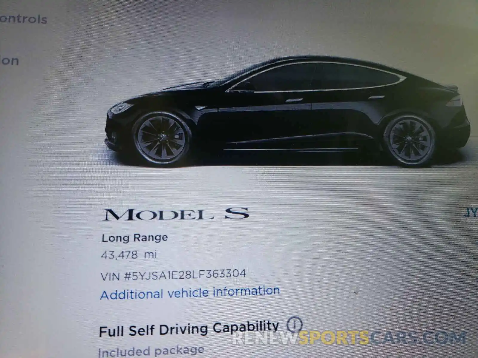 8 Фотография поврежденного автомобиля 5YJSA1E28LF363304 TESLA MODEL S 2020