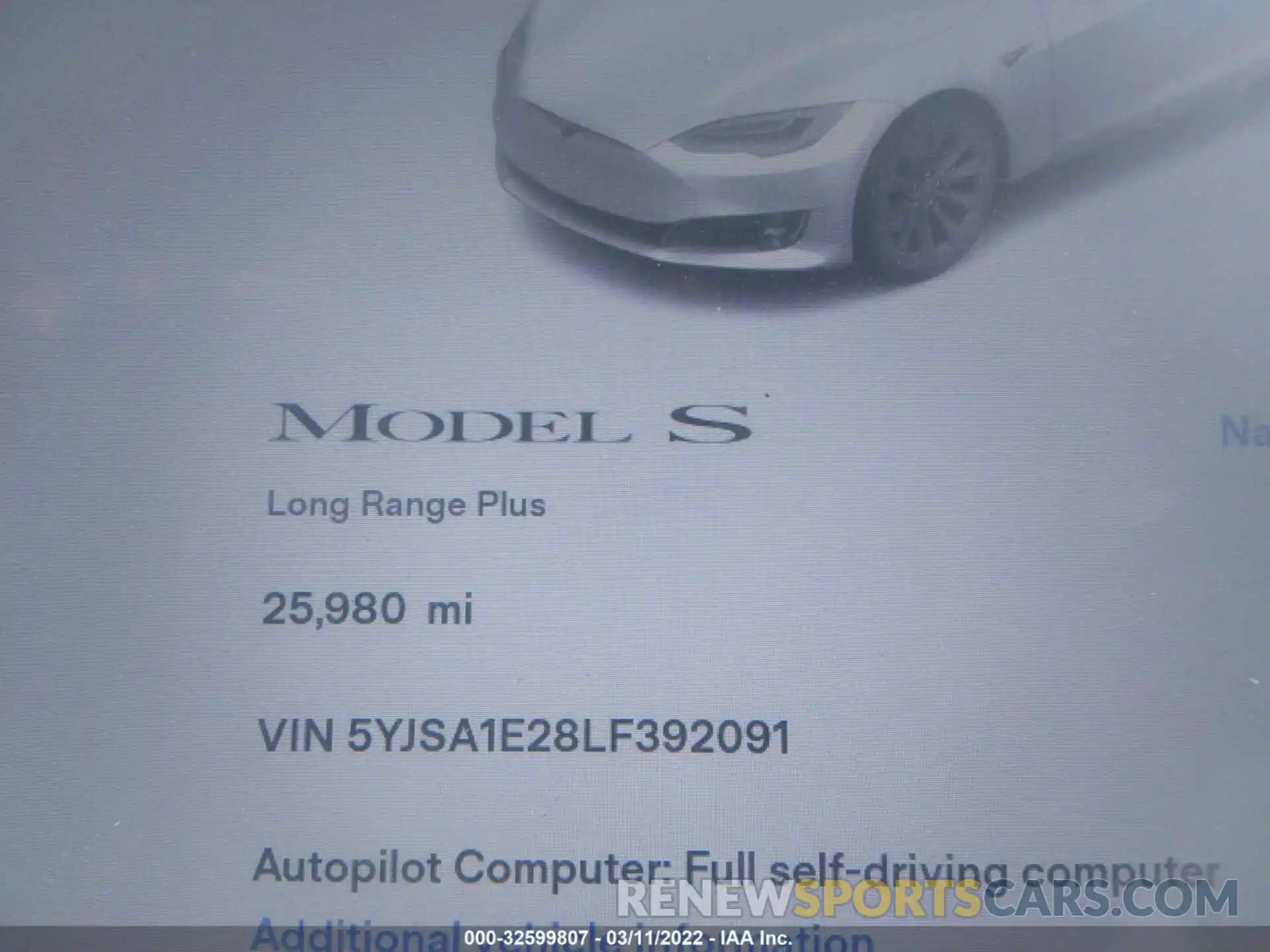 7 Фотография поврежденного автомобиля 5YJSA1E28LF392091 TESLA MODEL S 2020