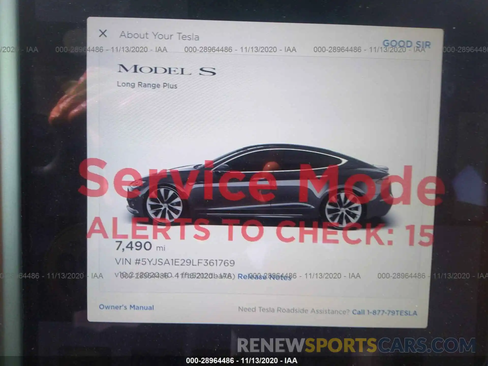 7 Photograph of a damaged car 5YJSA1E29LF361769 TESLA MODEL S 2020