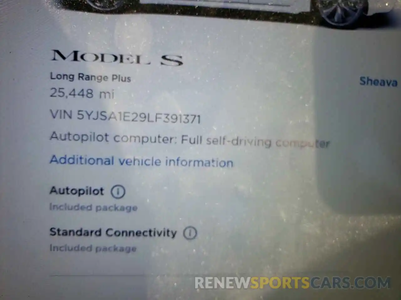 8 Photograph of a damaged car 5YJSA1E29LF391371 TESLA MODEL S 2020