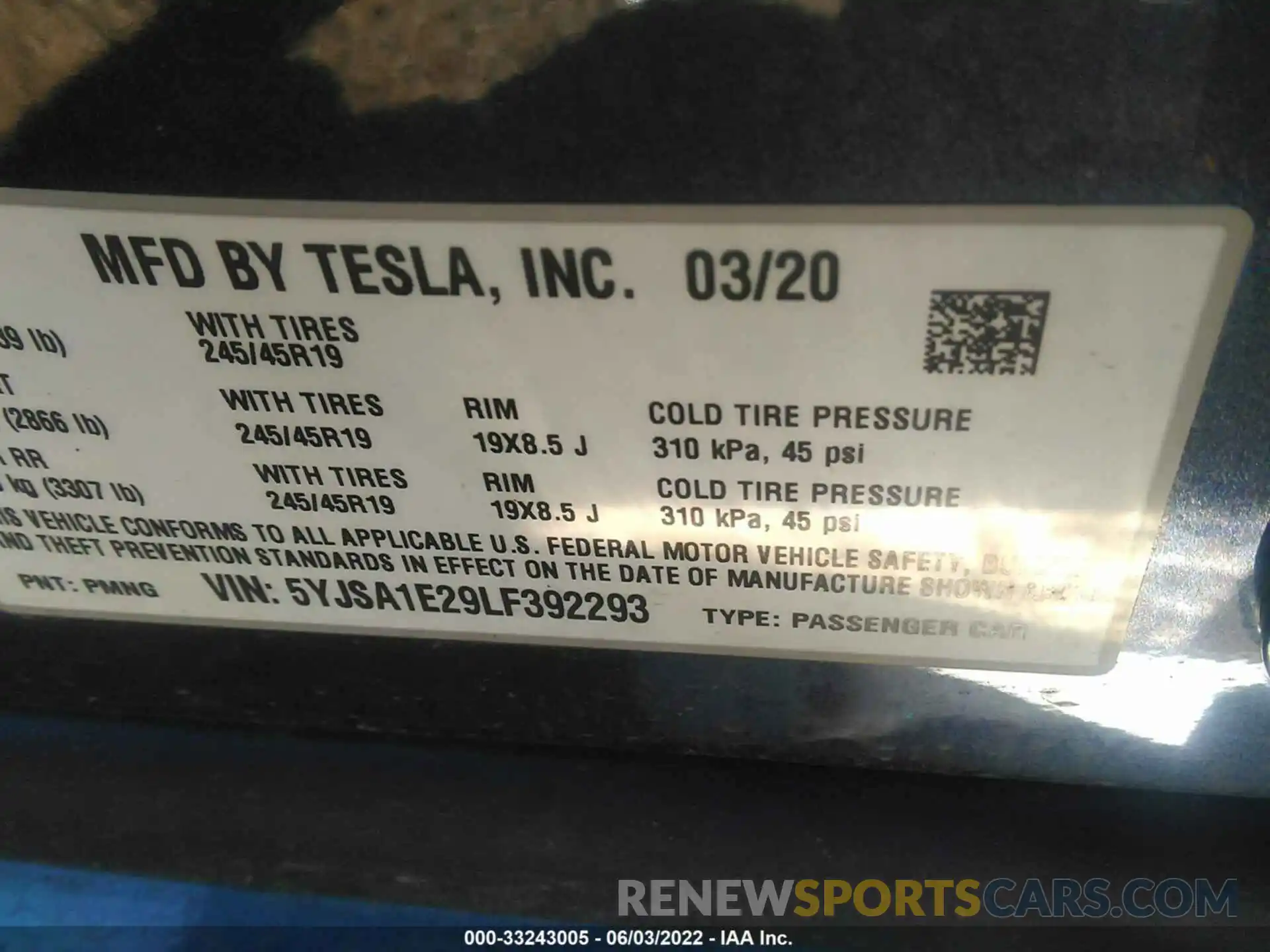 9 Photograph of a damaged car 5YJSA1E29LF392293 TESLA MODEL S 2020