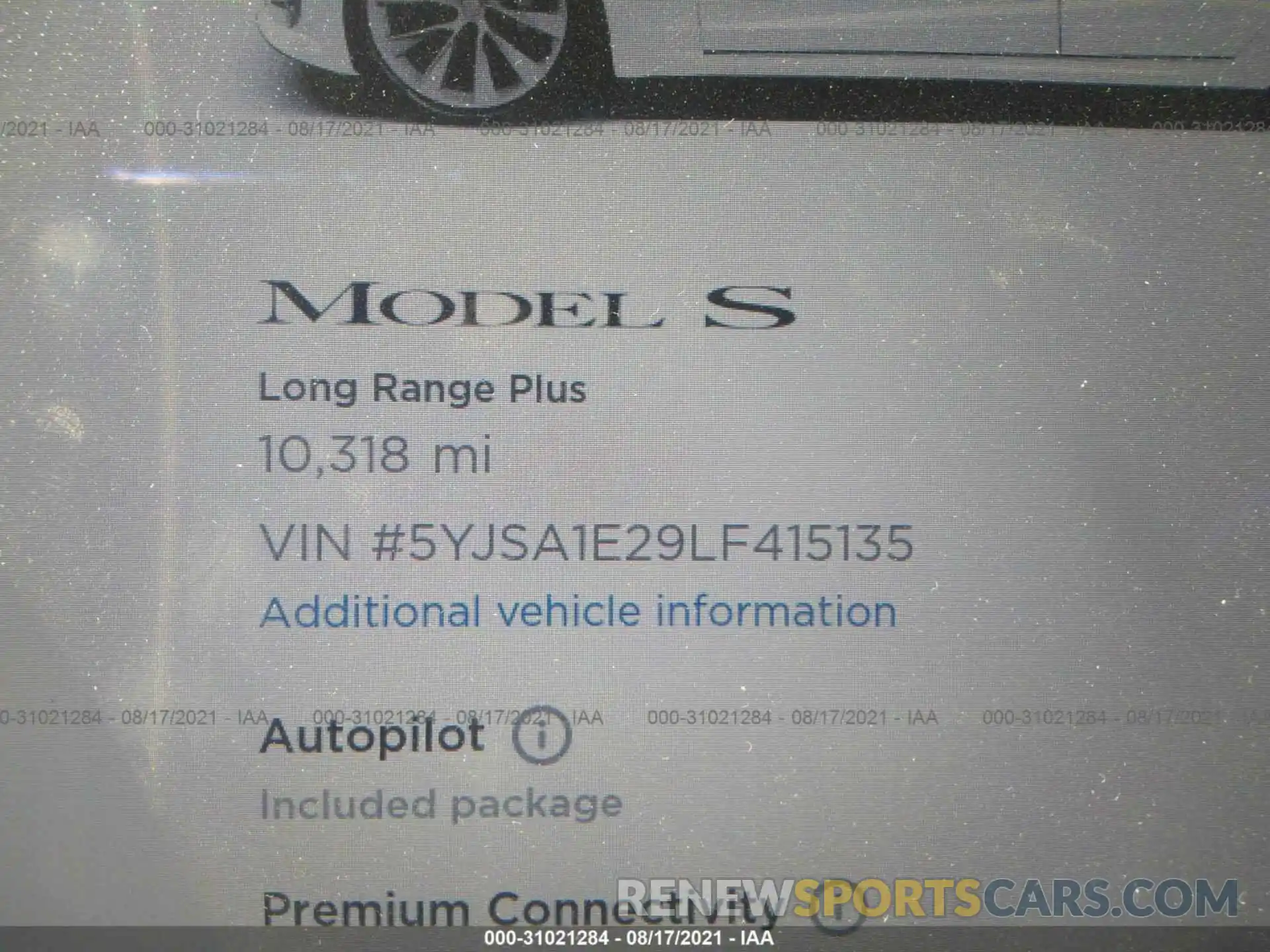 7 Фотография поврежденного автомобиля 5YJSA1E29LF415135 TESLA MODEL S 2020