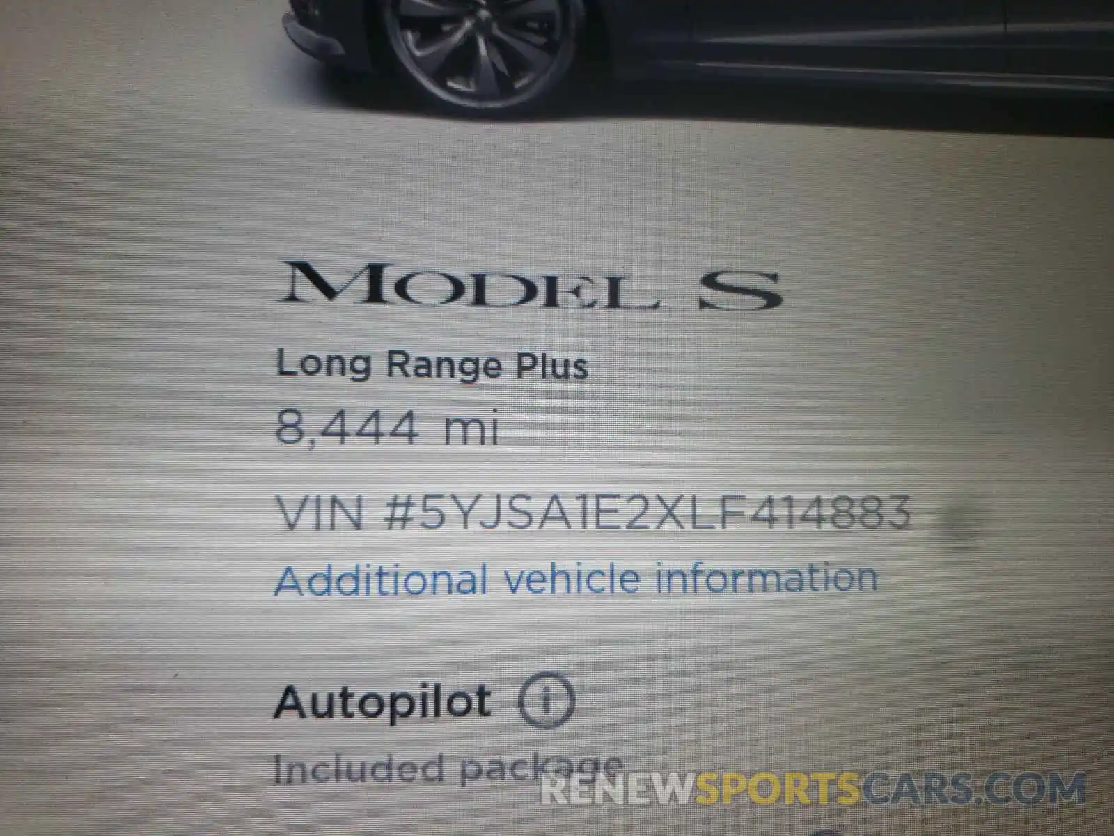 8 Фотография поврежденного автомобиля 5YJSA1E2XLF414883 TESLA MODEL S 2020