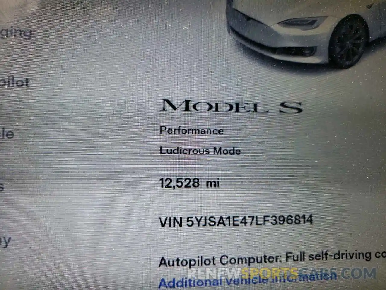 8 Фотография поврежденного автомобиля 5YJSA1E47LF396814 TESLA MODEL S 2020