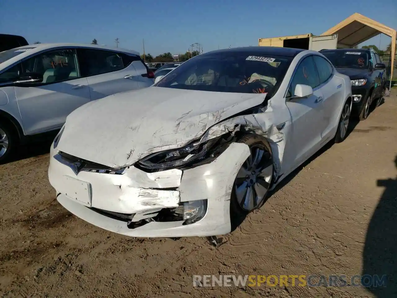 2 Photograph of a damaged car 5YJSA1E20MF425554 TESLA MODEL S 2021