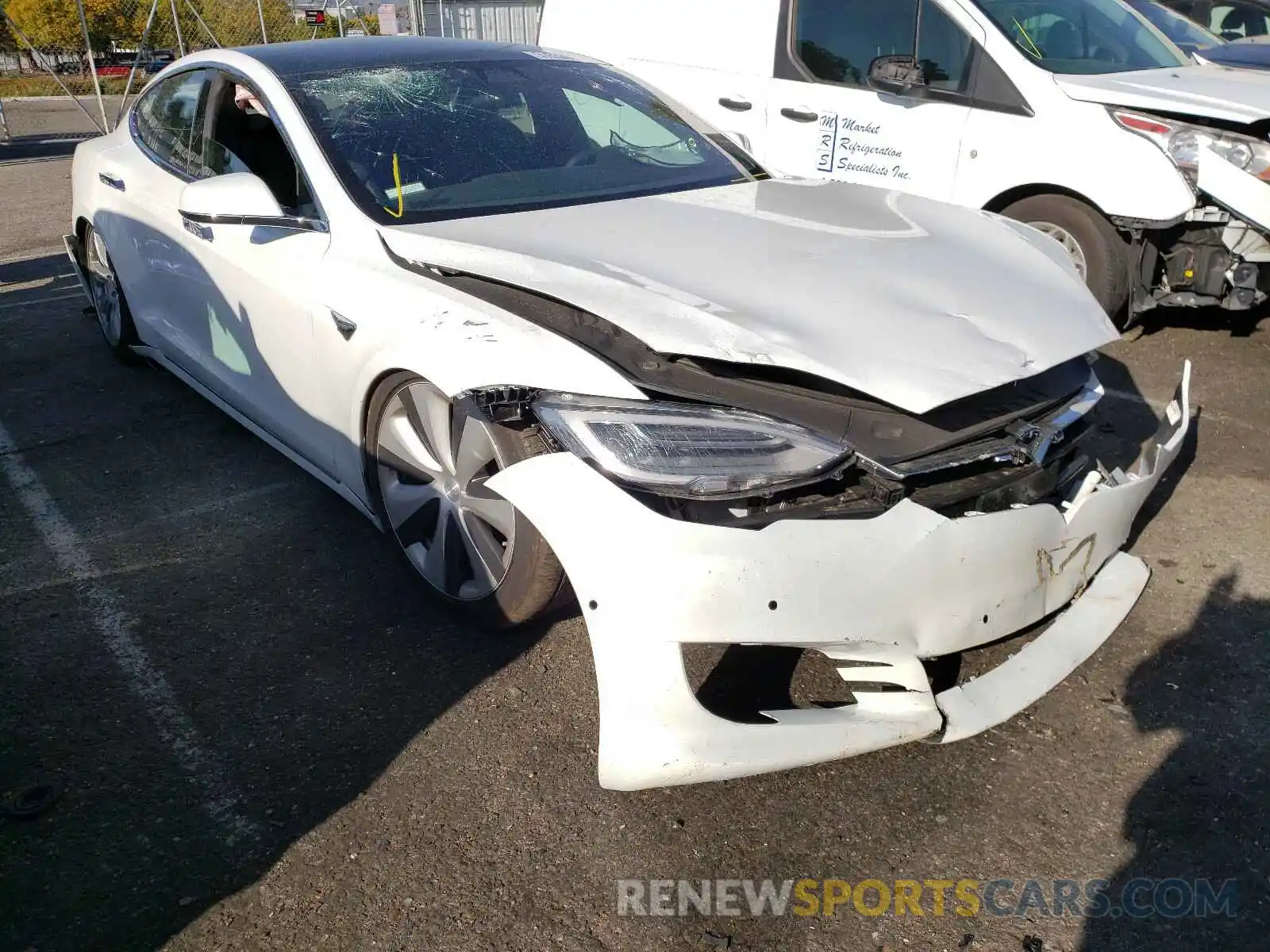 1 Photograph of a damaged car 5YJSA1E21MF425885 TESLA MODEL S 2021