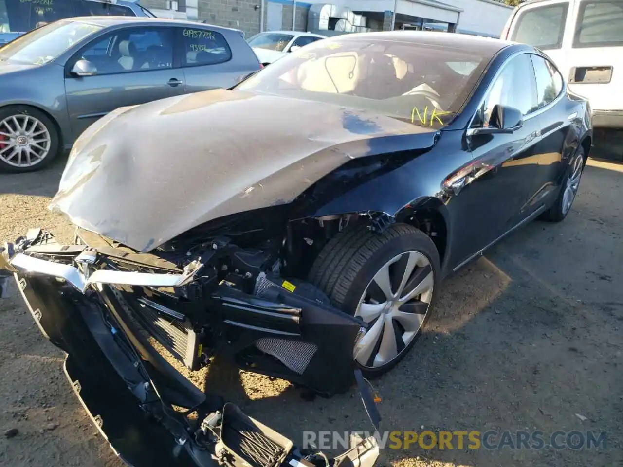 2 Photograph of a damaged car 5YJSA1E28MF426287 TESLA MODEL S 2021