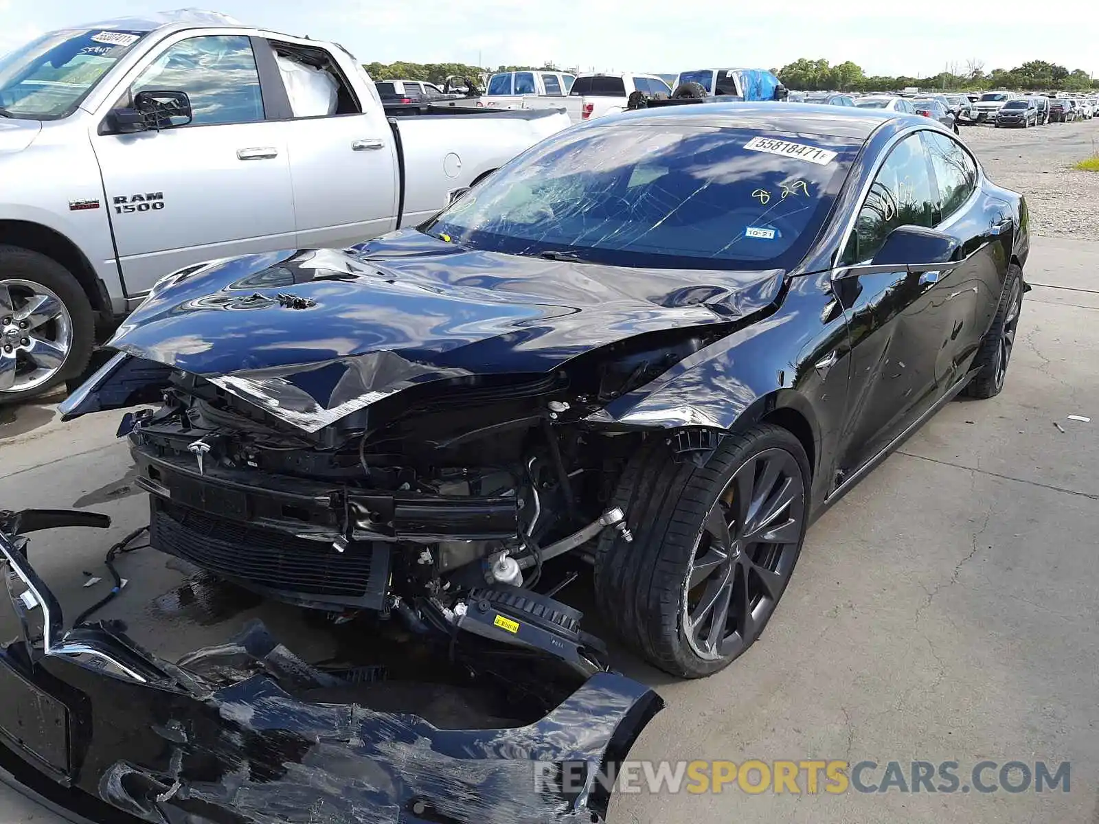 2 Photograph of a damaged car 5YJSA1E49MF418328 TESLA MODEL S 2021