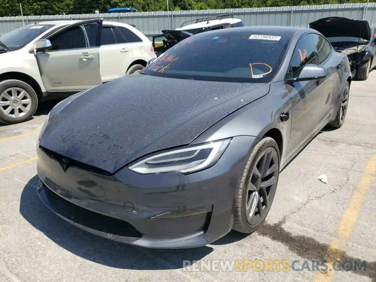 2 Photograph of a damaged car 5YJSA1E50MF430120 TESLA MODEL S 2021